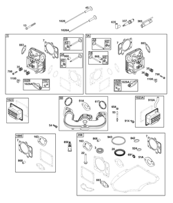 Cylinder Head Group Diagram and Parts List for 40U777-0003-B5 400000 - 699999 Briggs and Stratton Engine